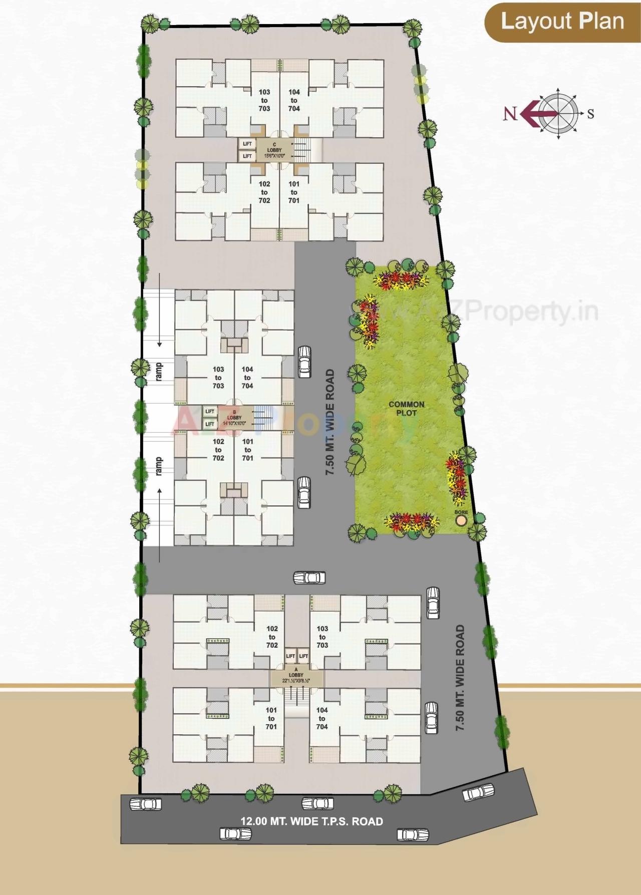 Layout of real estate project Highland Residency located at Chiloda, Ahmedabad, Gujarat