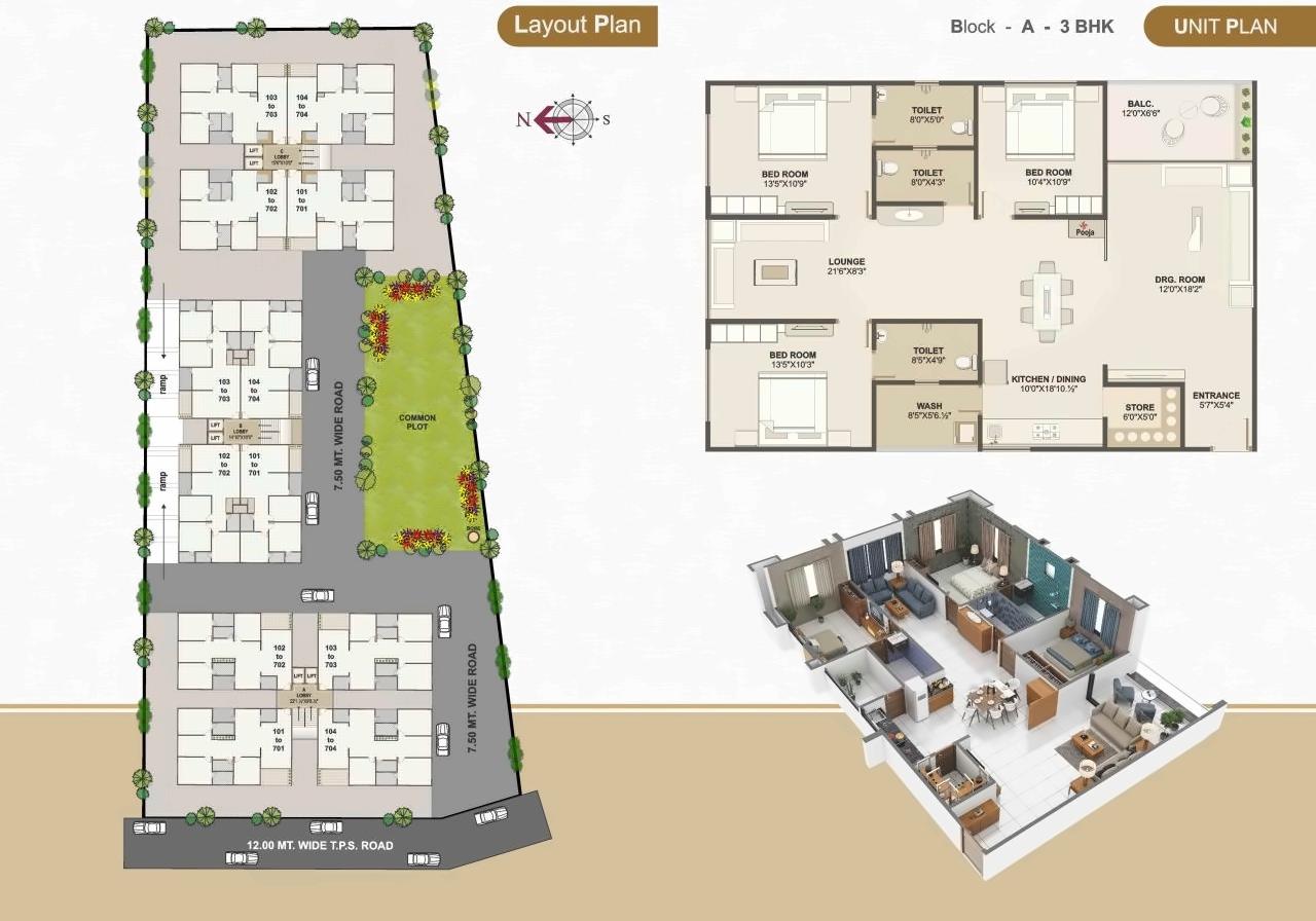 Layout of real estate project Highland Residency located at Chiloda, Ahmedabad, Gujarat