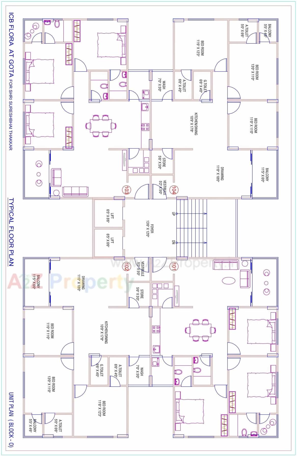 Layout of real estate project Icb  Flora O Block located at Gota, Ahmedabad, Gujarat