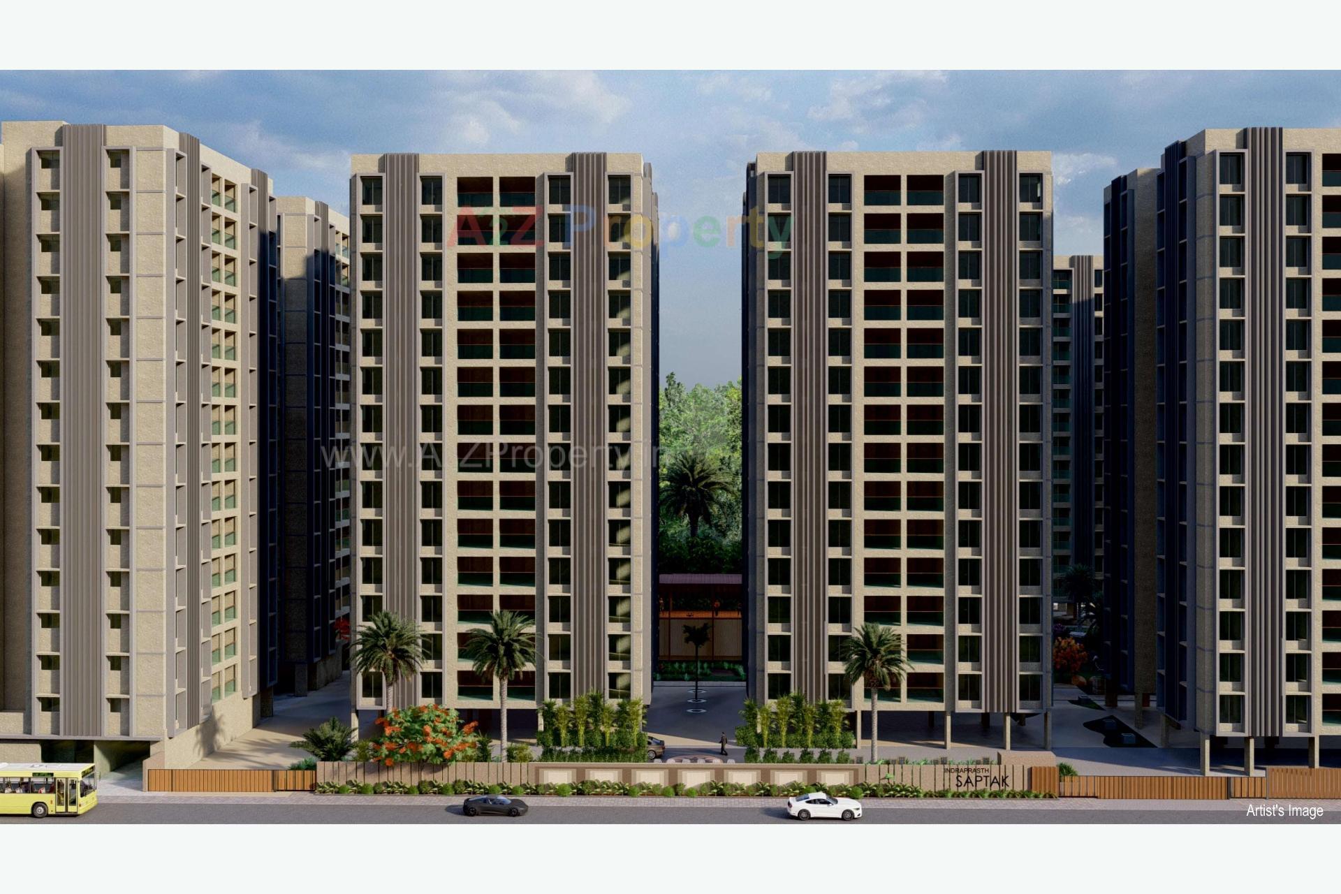3D Elevation of real estate project Indraprasth Saptak located at Vadaj, Ahmedabad, Gujarat