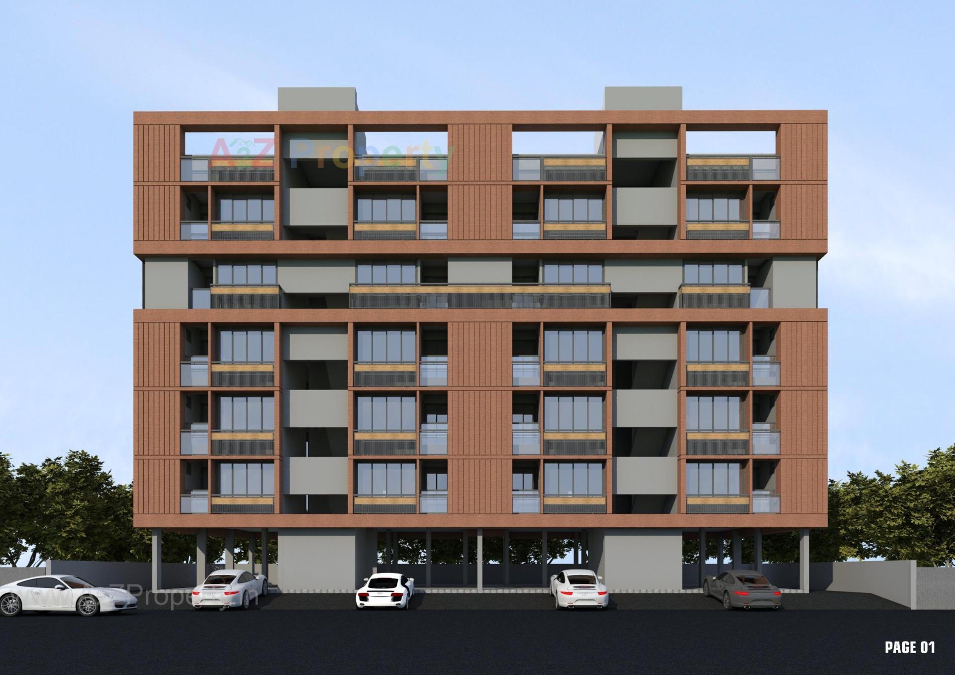 3D Elevation of real estate project Jaimini Appartment located at Wadaj, Ahmedabad, Gujarat