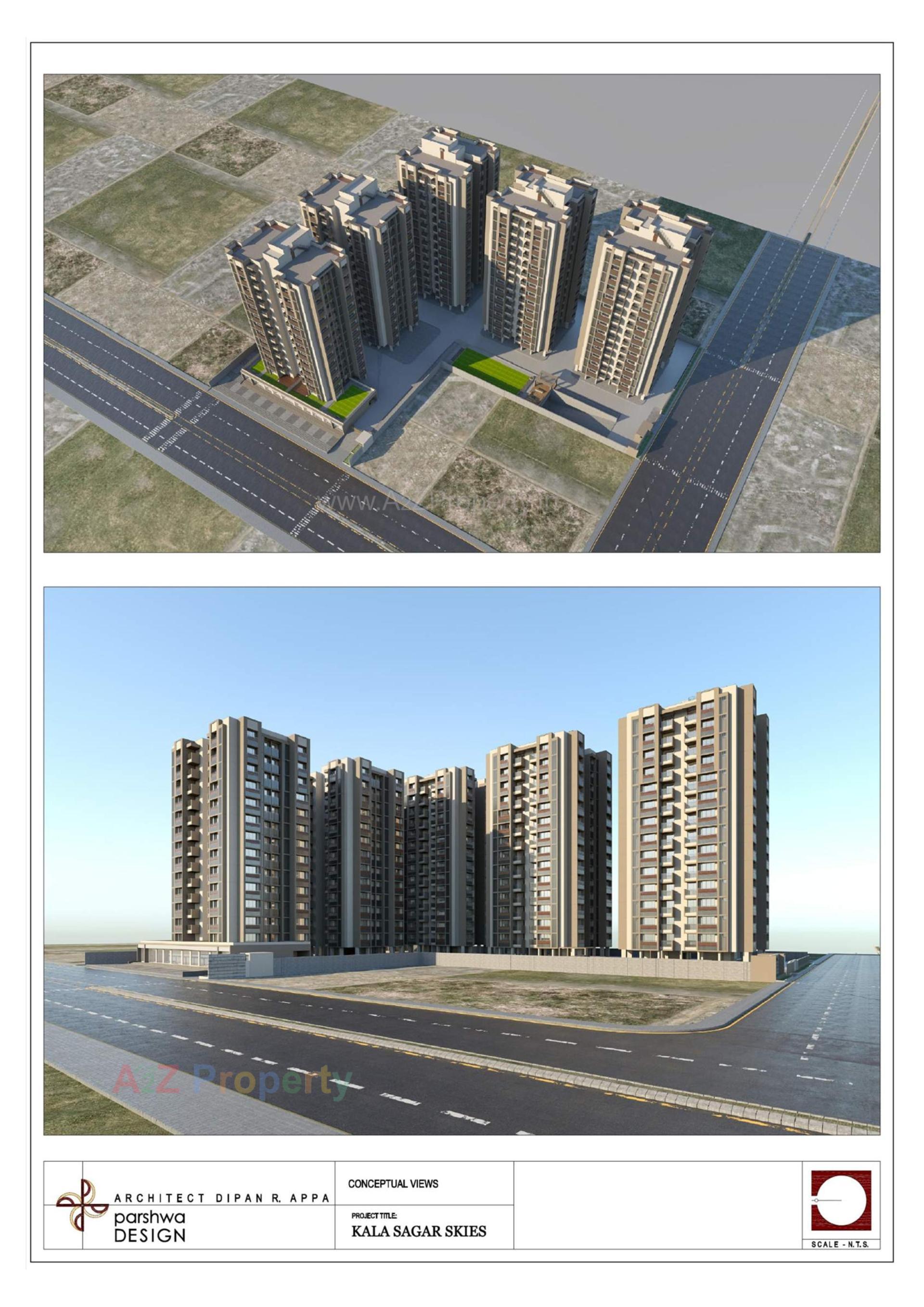 3D Elevation of real estate project Kala Sagar Skies located at Ahmedabad, Ahmedabad, Gujarat