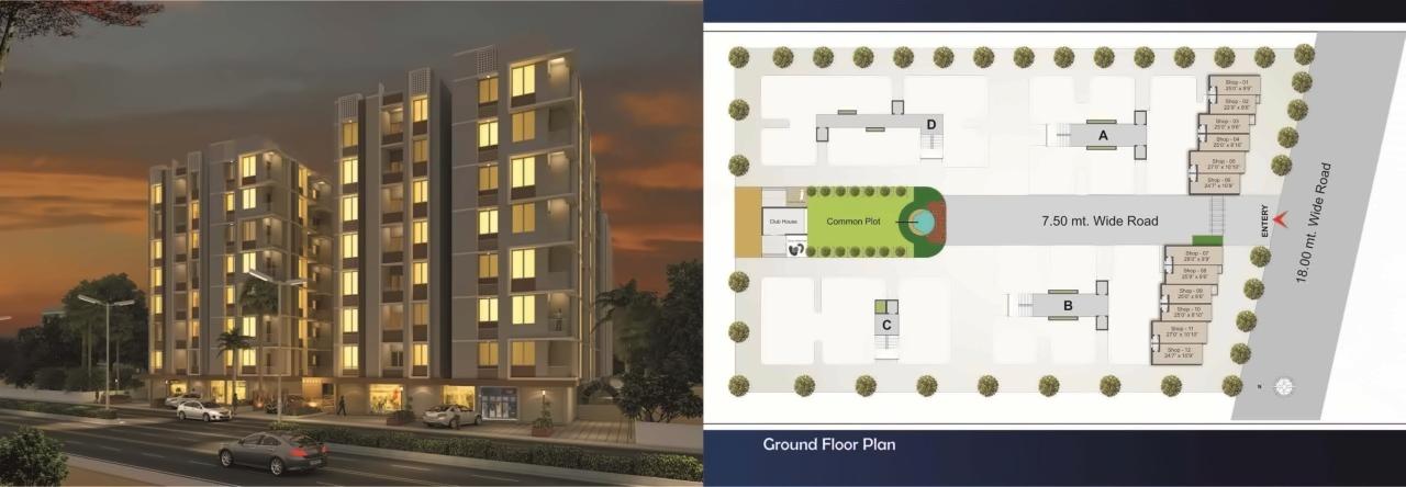 Layout of real estate project Kalash Enclave located at City, Ahmedabad, Gujarat