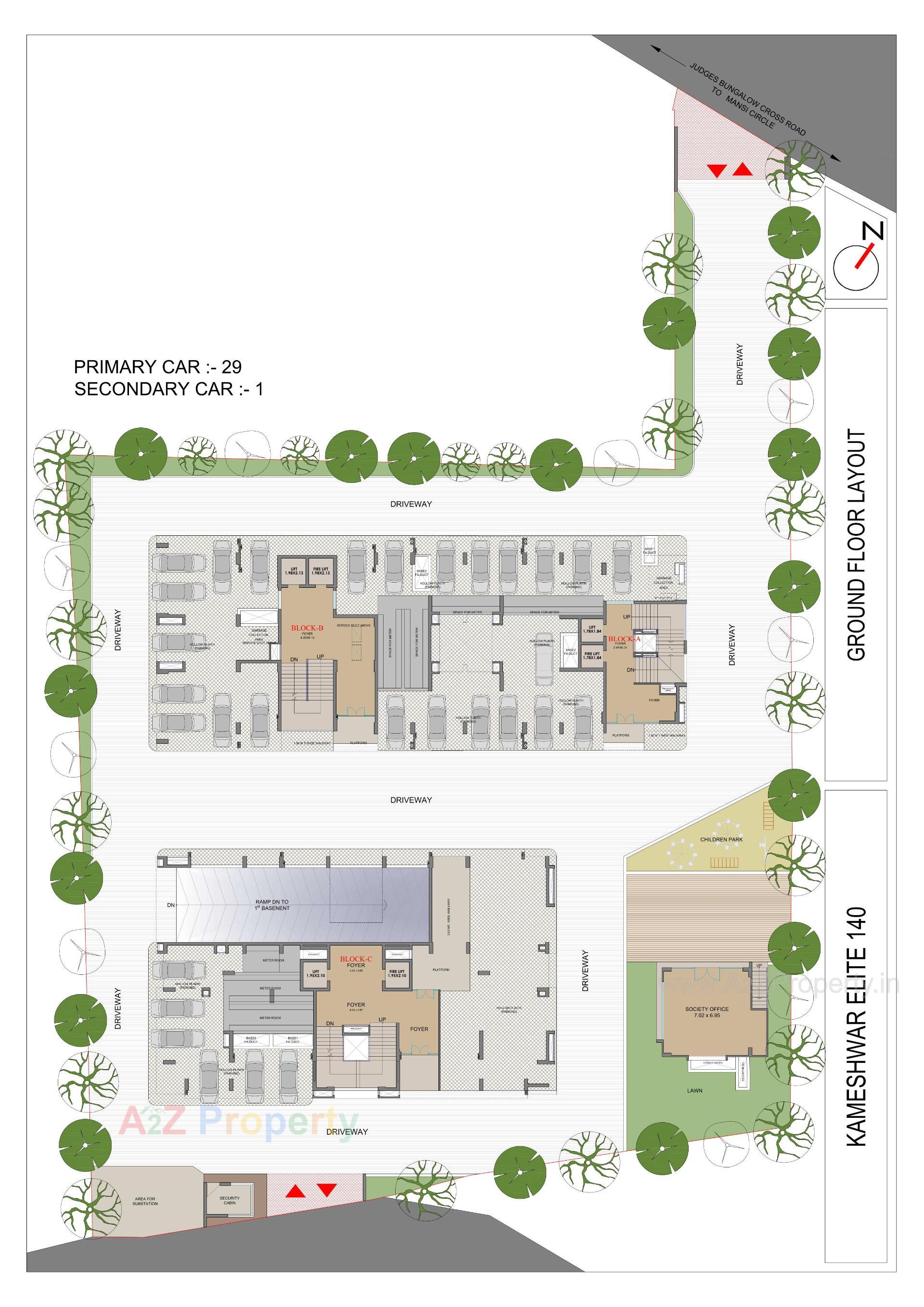 Layout of real estate project Kameshwar Elite 140 located at Bodakdev, Ahmedabad, Gujarat