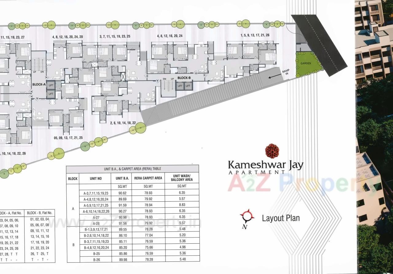 Layout of real estate project Kameshwar Jay Apartment located at Ahmedabad, Ahmedabad, Gujarat
