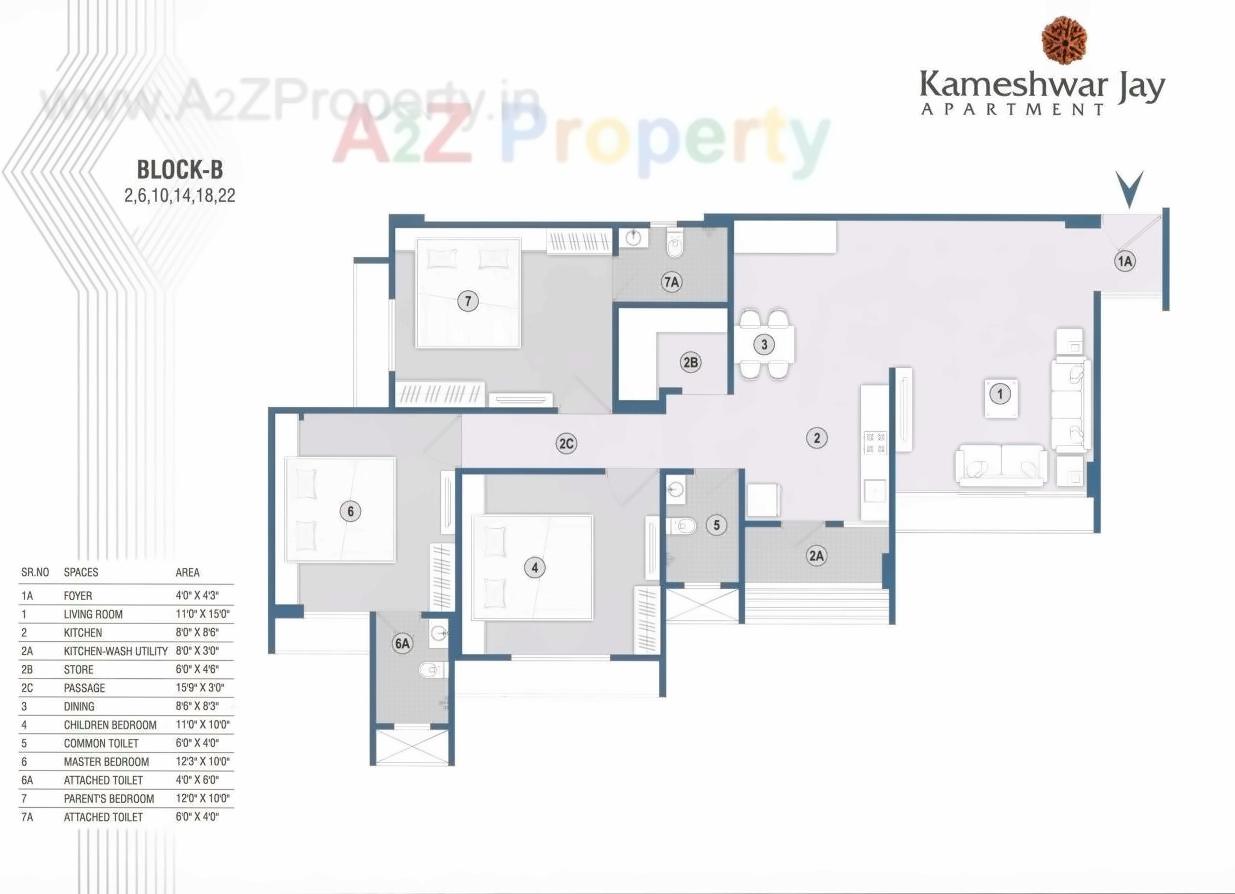 Layout of real estate project Kameshwar Jay Apartment located at Ahmedabad, Ahmedabad, Gujarat