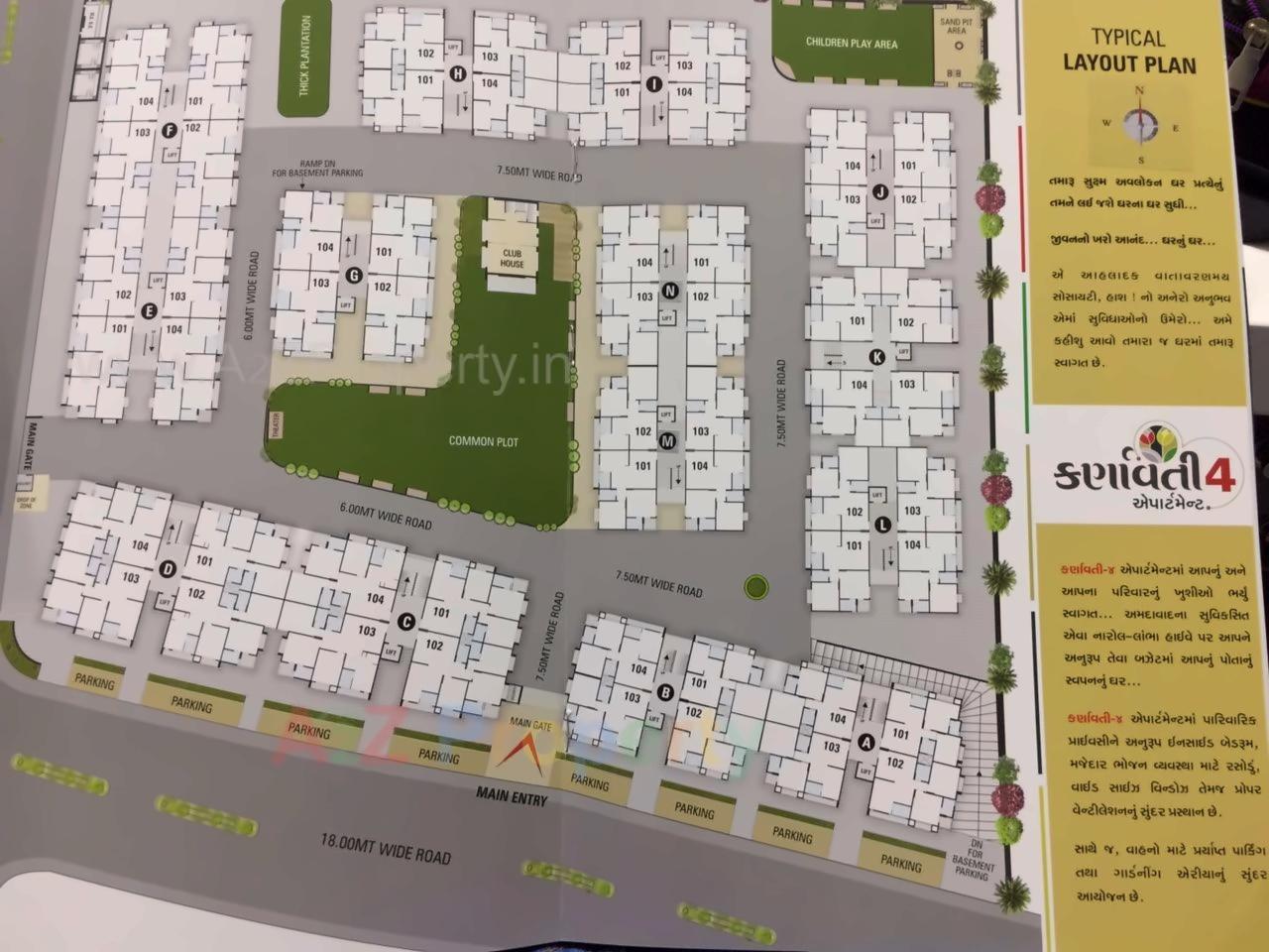 Layout of real estate project Karnavati Apartment located at Vatva, Ahmedabad, Gujarat