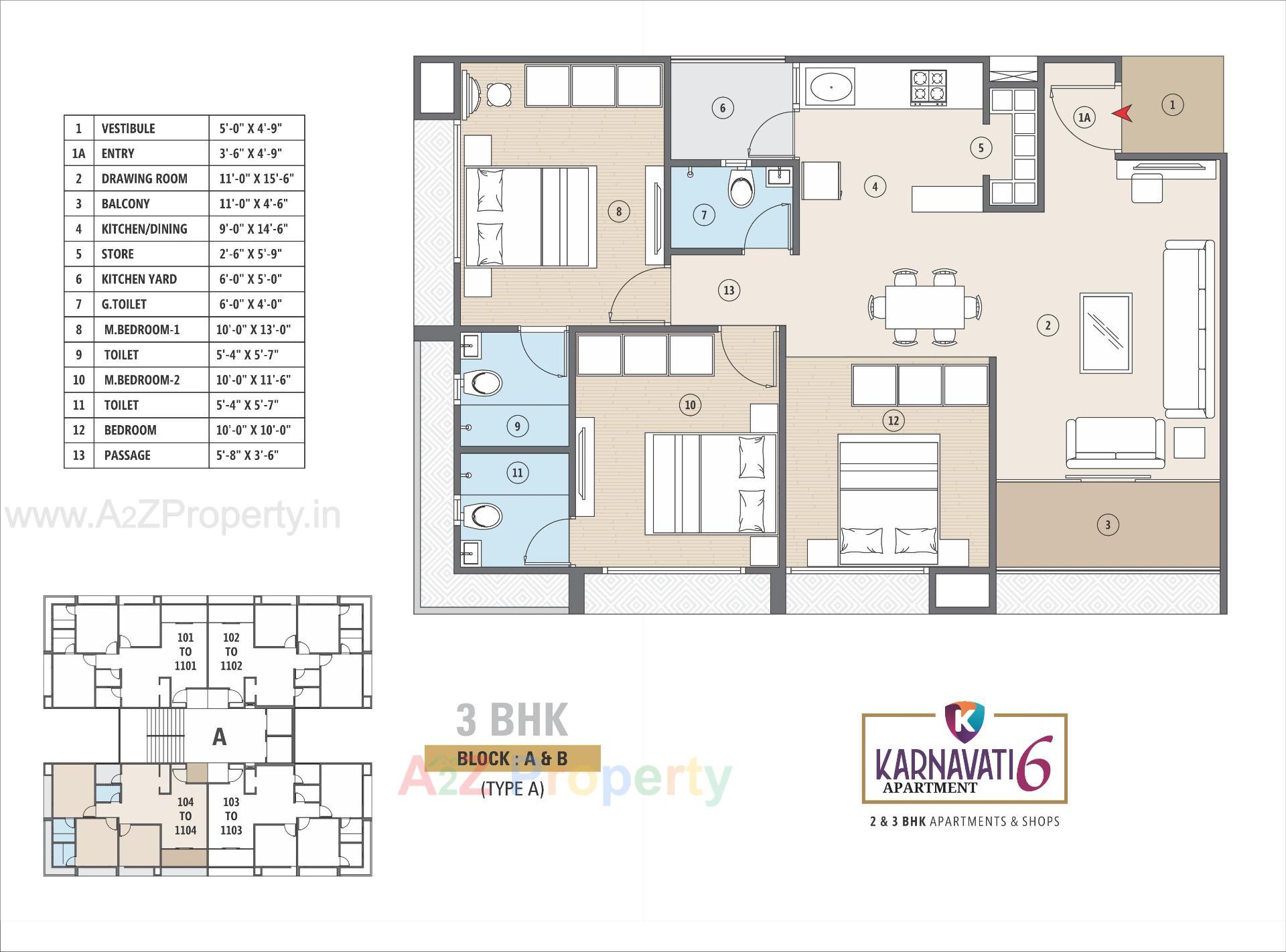 Layout of real estate project Karnavati Apartment located at Aslali, Ahmedabad, Gujarat