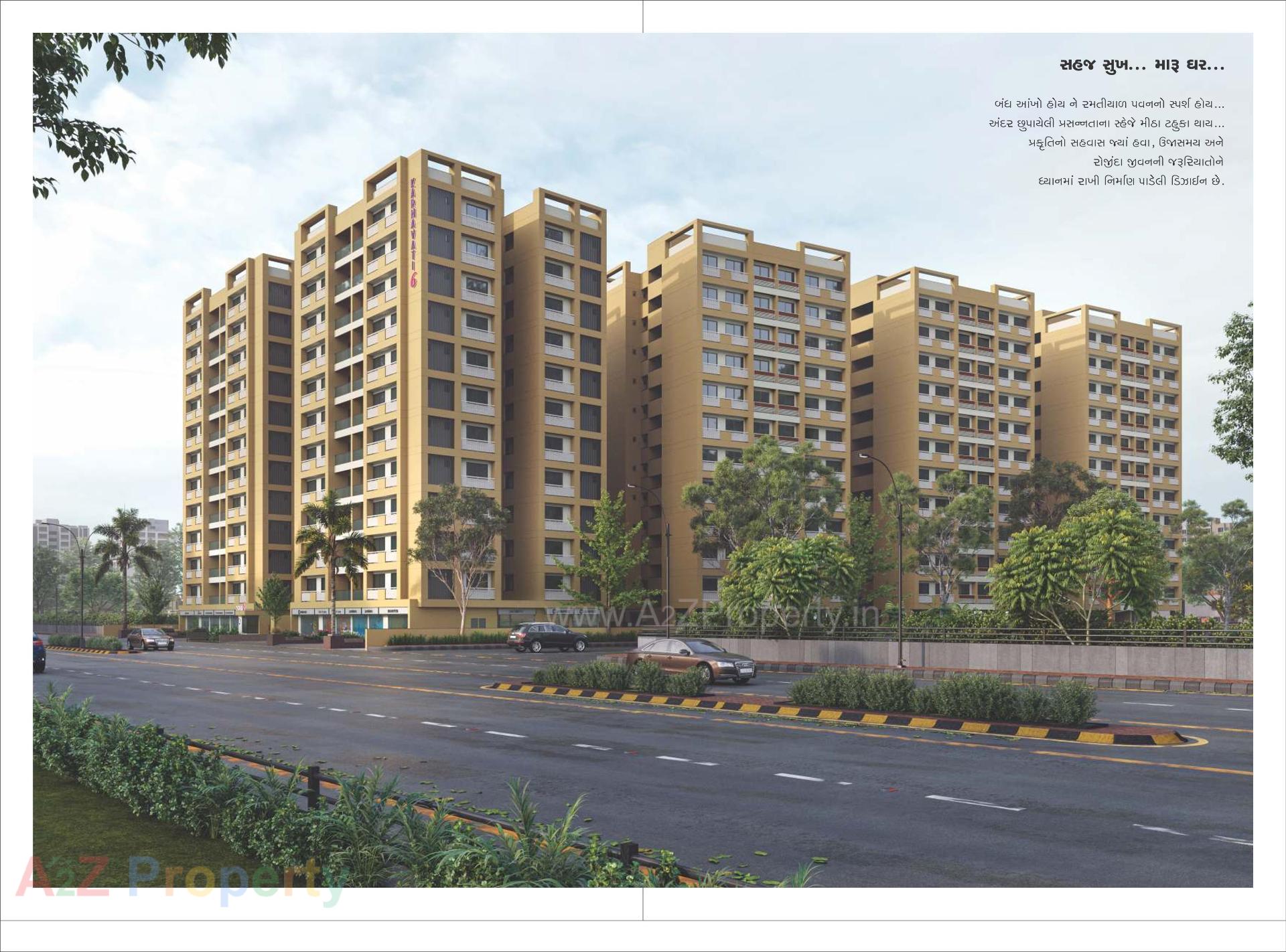 3D Elevation of real estate project Karnavati Apartment located at Aslali, Ahmedabad, Gujarat