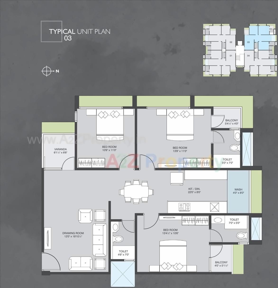 Layout of real estate project Kashana Flats located at Kocharab, Ahmedabad, Gujarat