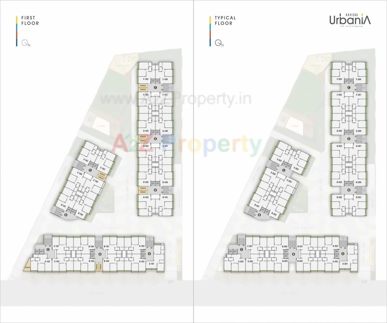 Layout of real estate project Kavisha Urbania located at Ghuma, Ahmedabad, Gujarat