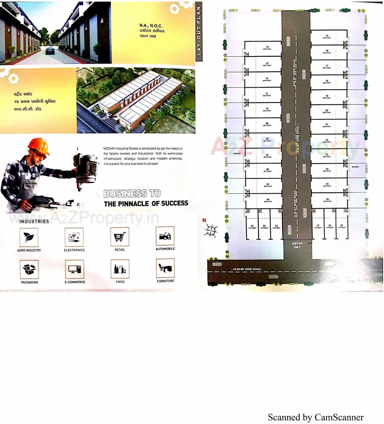 Layout of real estate project Keshav Industrial Estate located at Bhuvaldi, Ahmedabad, Gujarat