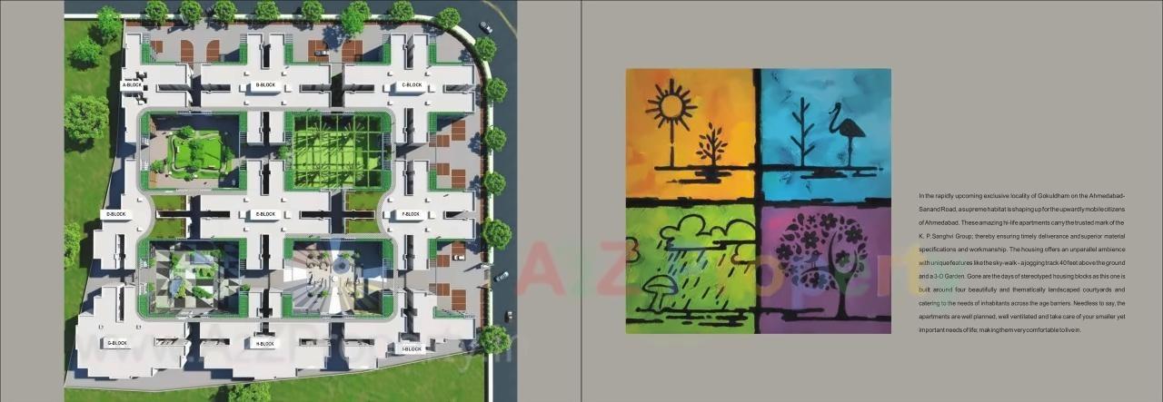 Layout of real estate project Kp Courtyard located at Sanathal, Ahmedabad, Gujarat