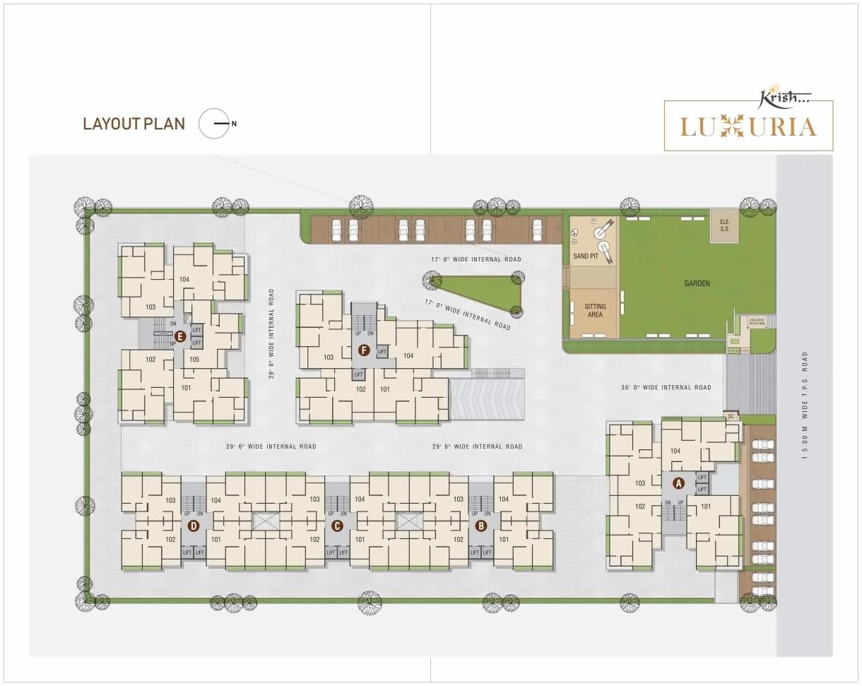 Layout of real estate project Krish Luxuria located at Vastral, Ahmedabad, Gujarat