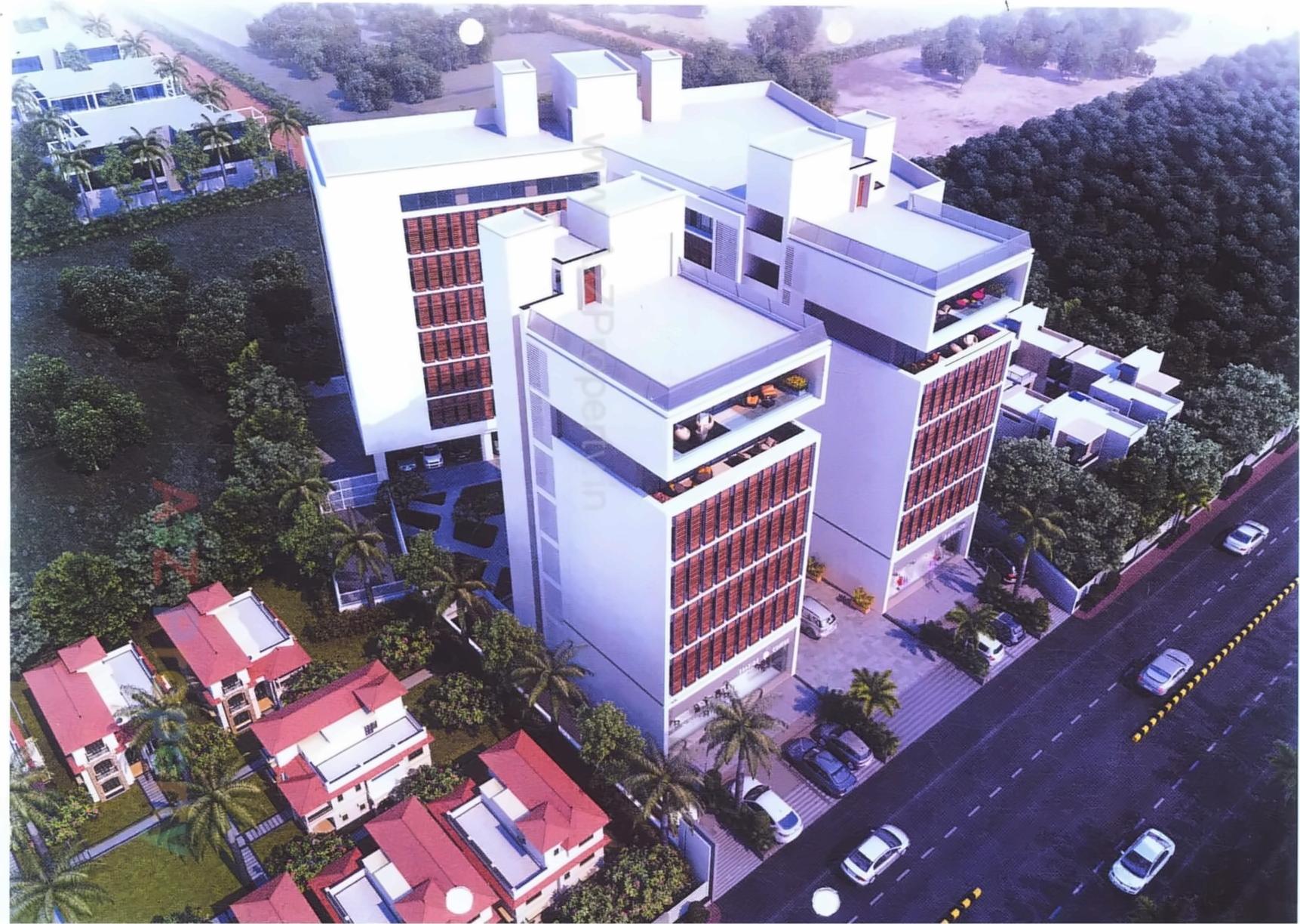 3D Elevation of real estate project Krish Rudrax Projects located at Thaltej, Ahmedabad, Gujarat