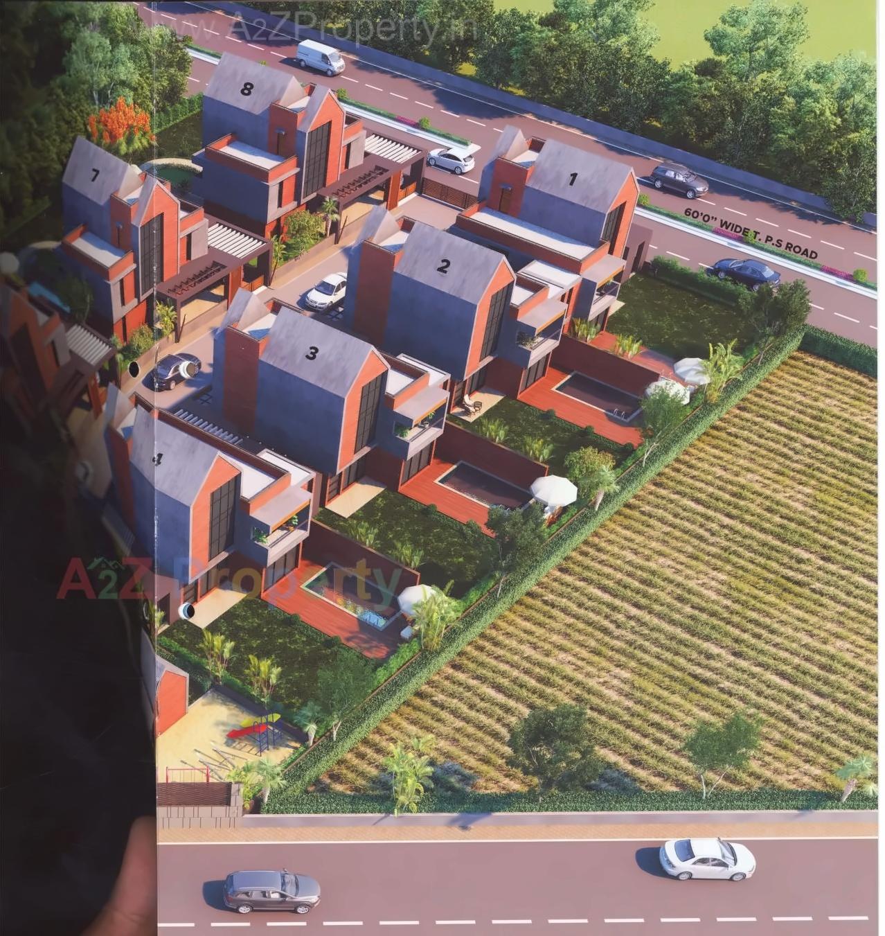 3D Elevation of real estate project Krisha Farms located at Raska, Ahmedabad, Gujarat