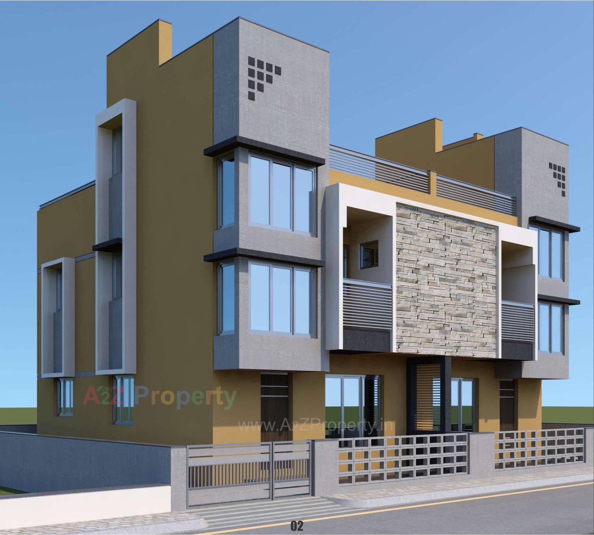 3D Elevation of real estate project Krishna Bunglows located at Bareja, Ahmedabad, Gujarat