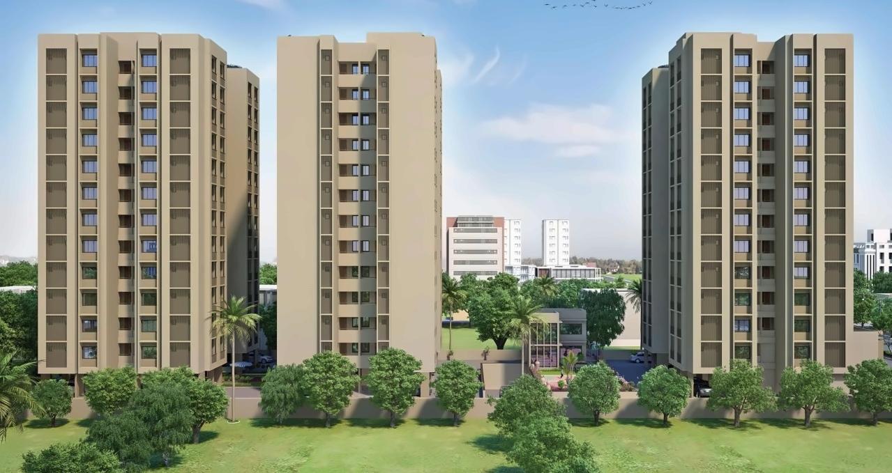 3D Elevation of real estate project Krupal Bachpan located at Shela, Ahmedabad, Gujarat