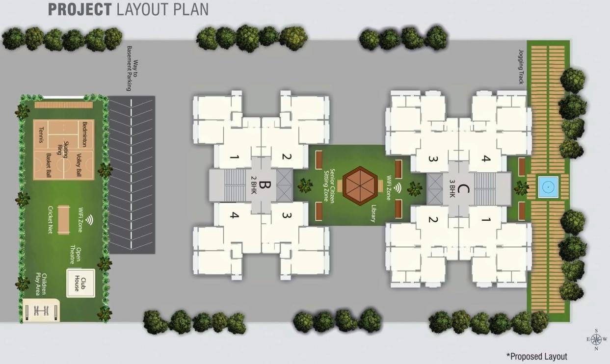 Layout of real estate project Krupal Bachpan located at Shela, Ahmedabad, Gujarat