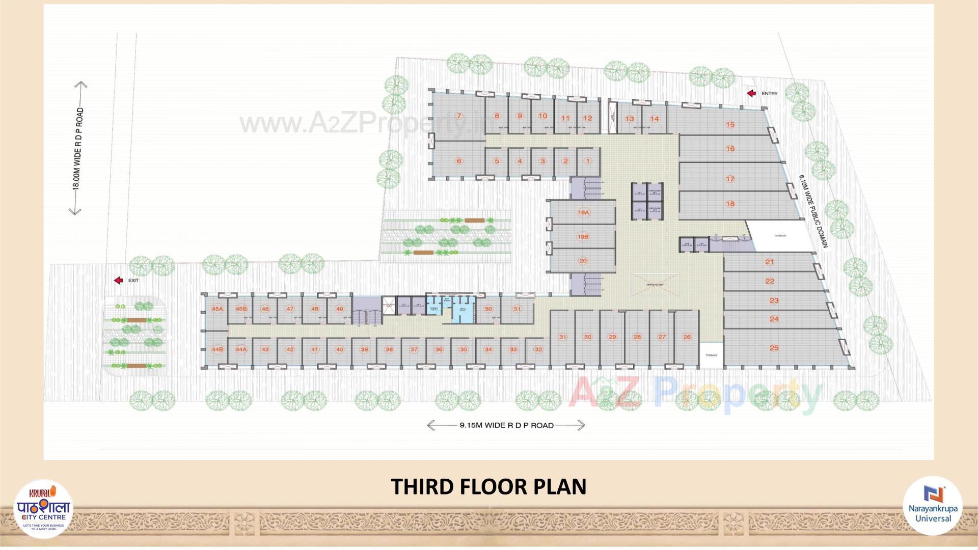 Layout of real estate project Krupal Pathshala City Centre located at Changispur, Ahmedabad, Gujarat