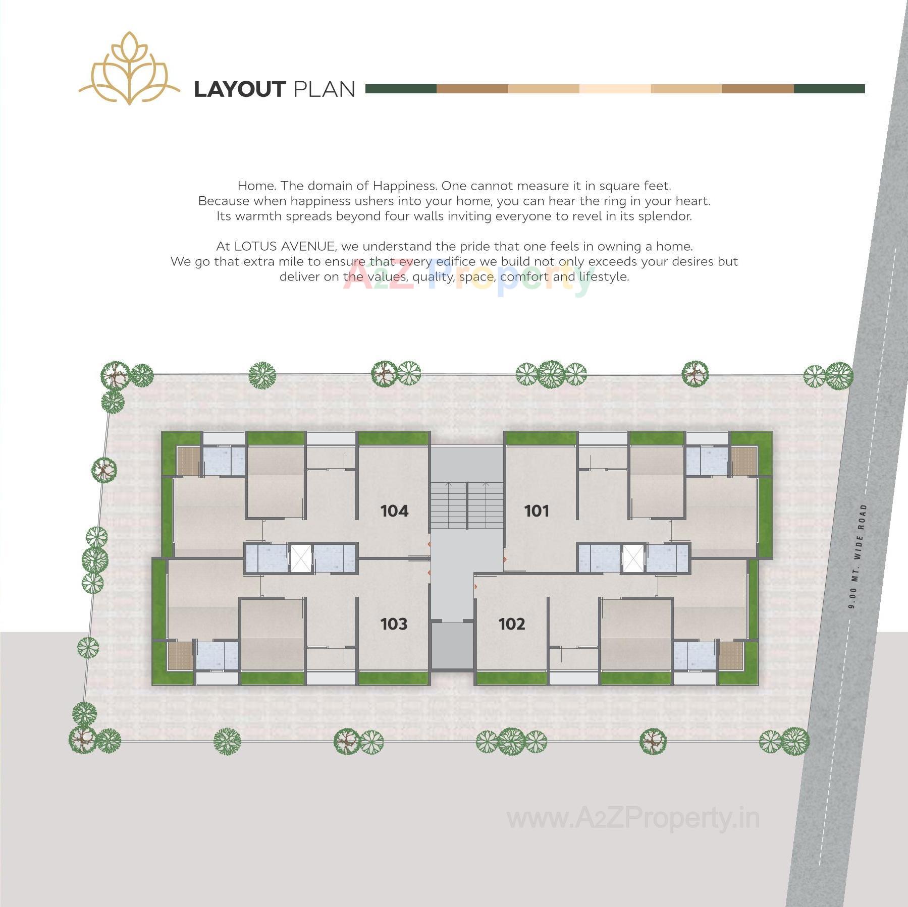 Layout of real estate project Lotus Avenue located at Vejalpur, Ahmedabad, Gujarat