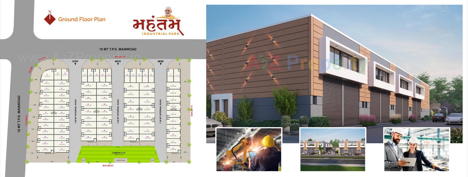 3D Elevation of real estate project Mahantam Industrial Park located at Kathwada, Ahmedabad, Gujarat