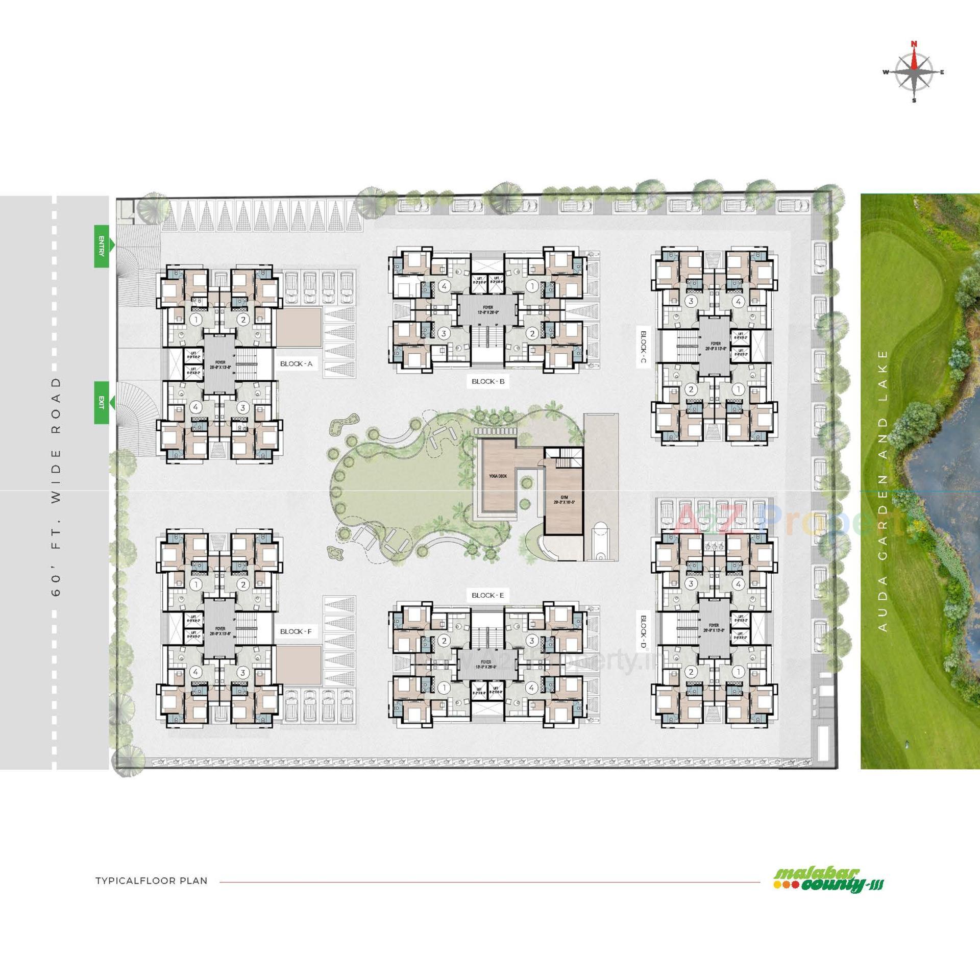 Layout of real estate project Malabar County located at Tragad, Ahmedabad, Gujarat
