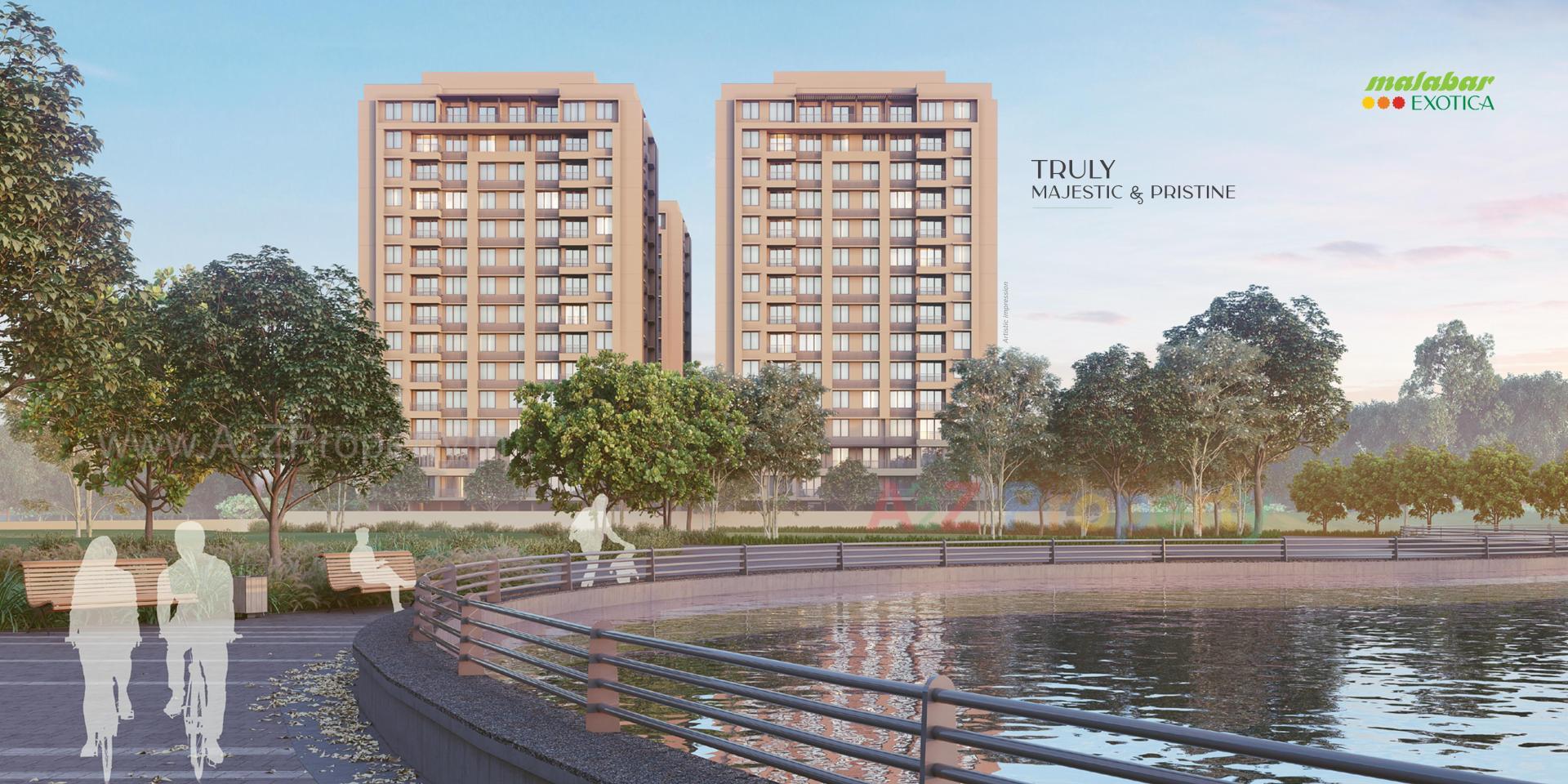 3D Elevation of real estate project Malabar Exotica located at Tragad, Ahmedabad, Gujarat