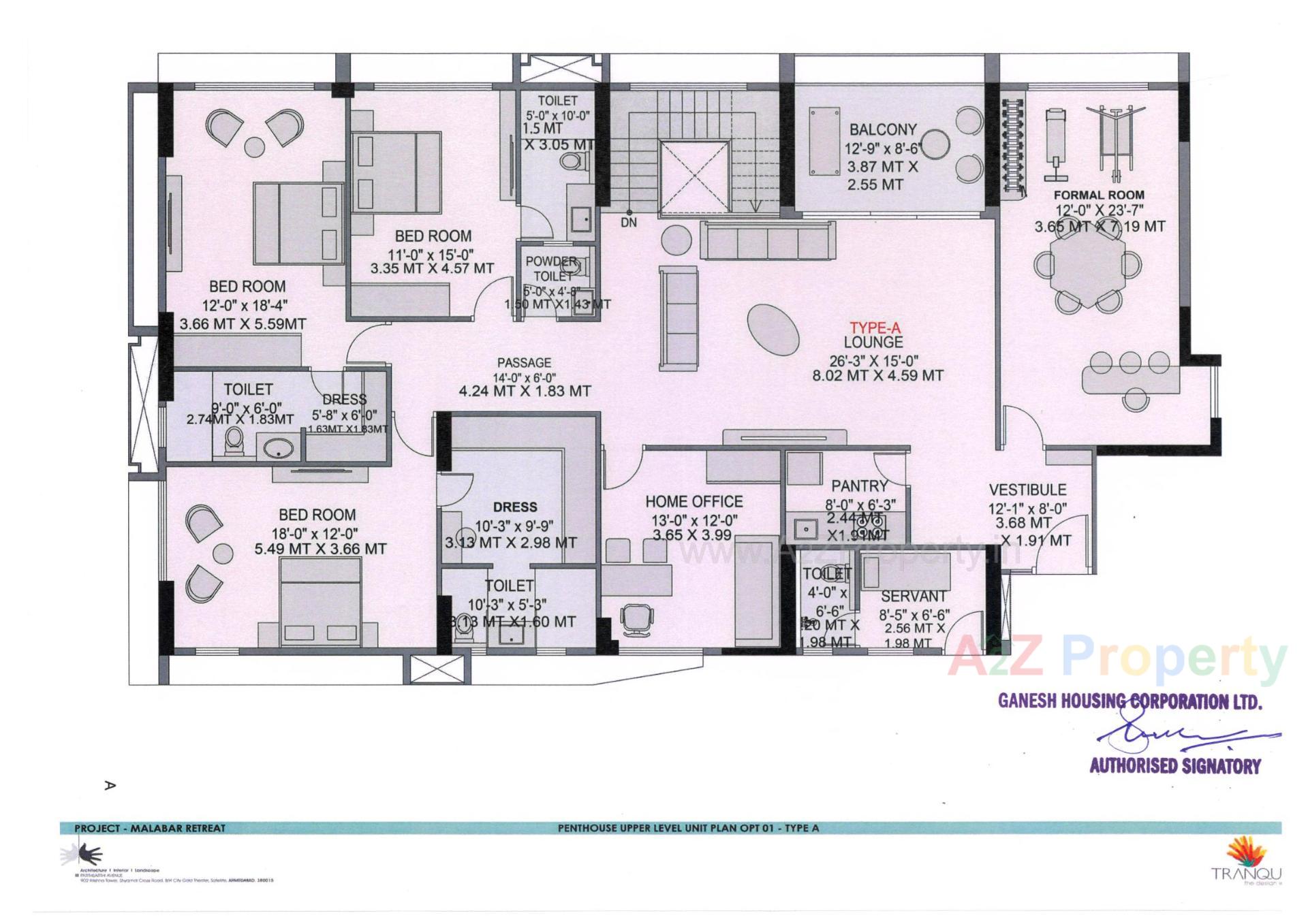 Layout of real estate project Malabar Retreat located at Chharodi, Ahmedabad, Gujarat