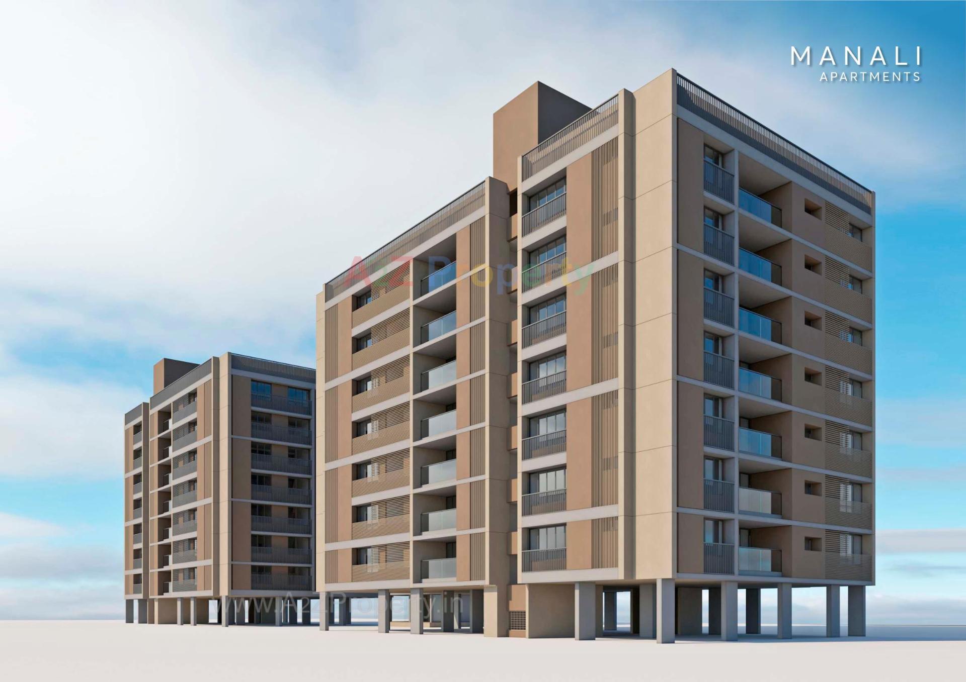 3D Elevation of real estate project Manali Apartments located at Vastrapur, Ahmedabad, Gujarat