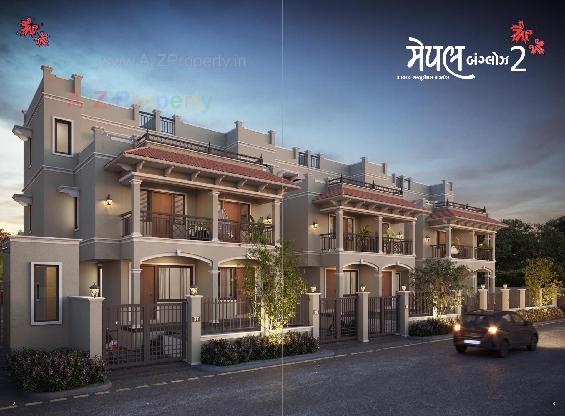 3D Elevation of real estate project Maple Bunglows located at Laxmipura, Ahmedabad, Gujarat