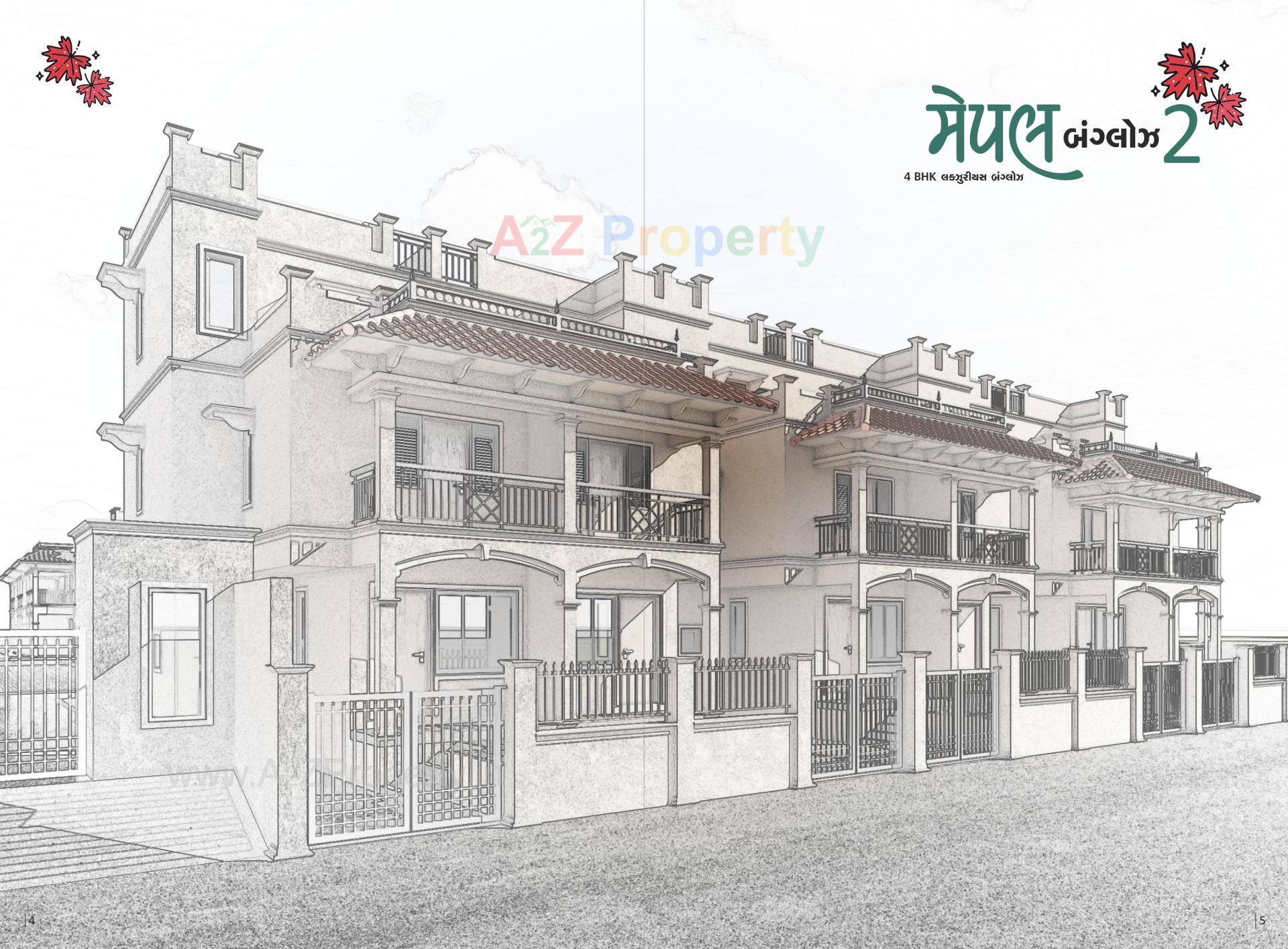 3D Elevation of real estate project Maple Bunglows located at Laxmipura, Ahmedabad, Gujarat