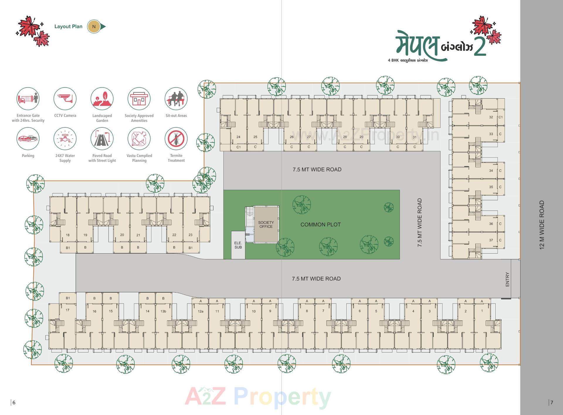 Layout of real estate project Maple Bunglows located at Laxmipura, Ahmedabad, Gujarat