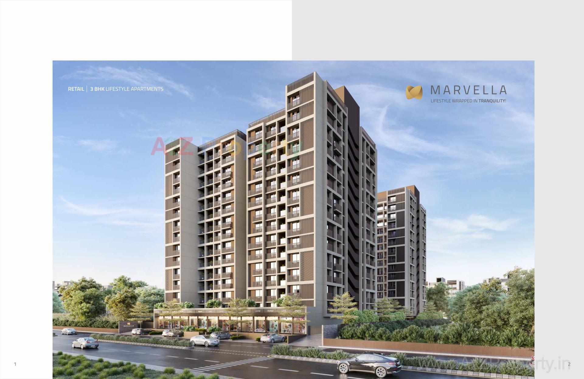 3D Elevation of real estate project Marvella located at Shela, Ahmedabad, Gujarat