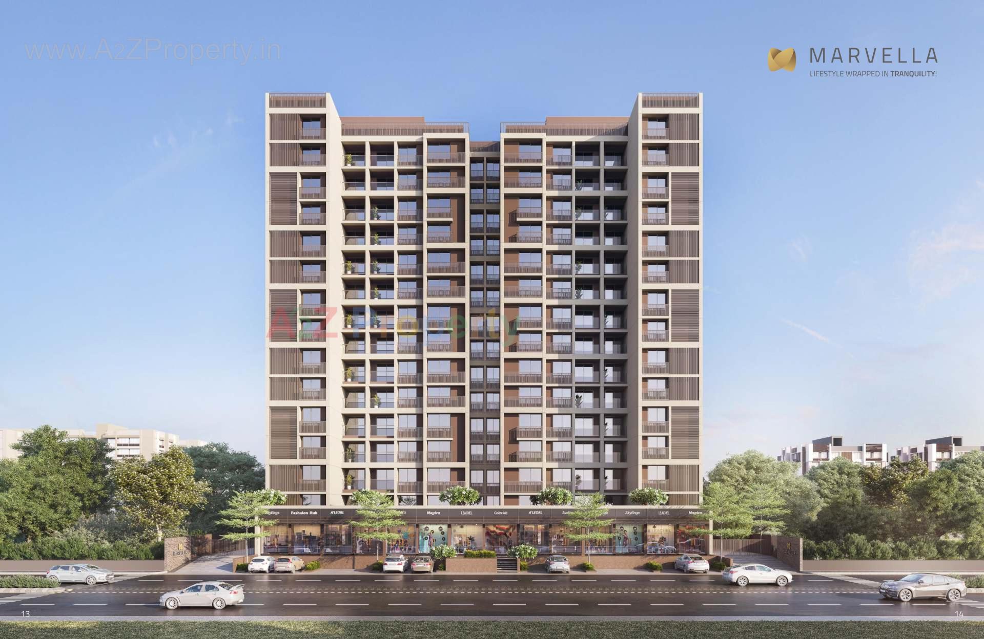 3D Elevation of real estate project Marvella located at Shela, Ahmedabad, Gujarat