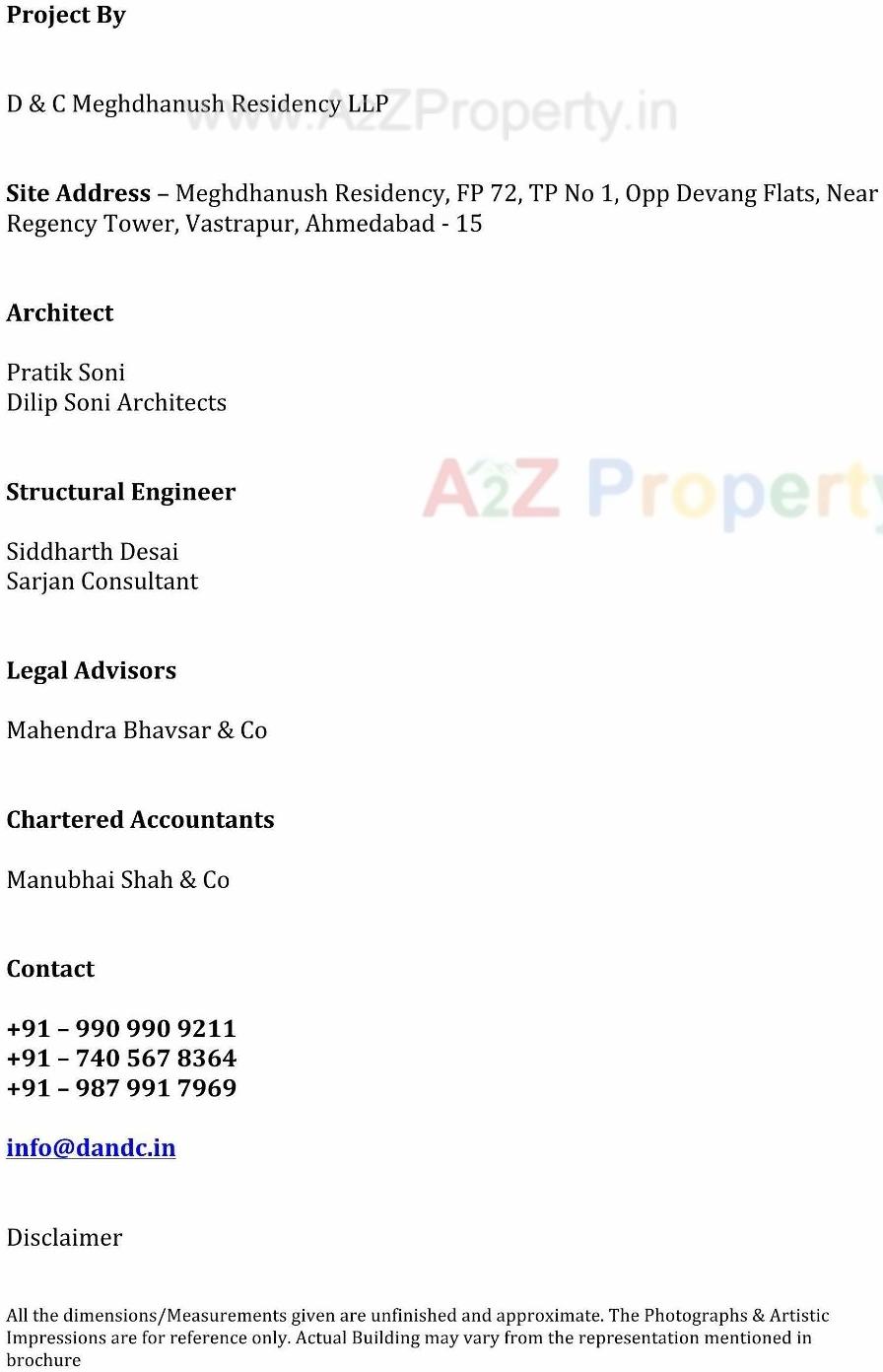  of real estate project Meghdhanush Residency located at Vastrapur, Ahmedabad, Gujarat