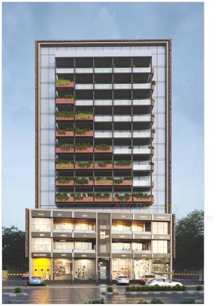 Elevation of real estate project Mount Bizpark located at Tragad, Ahmedabad, Gujarat