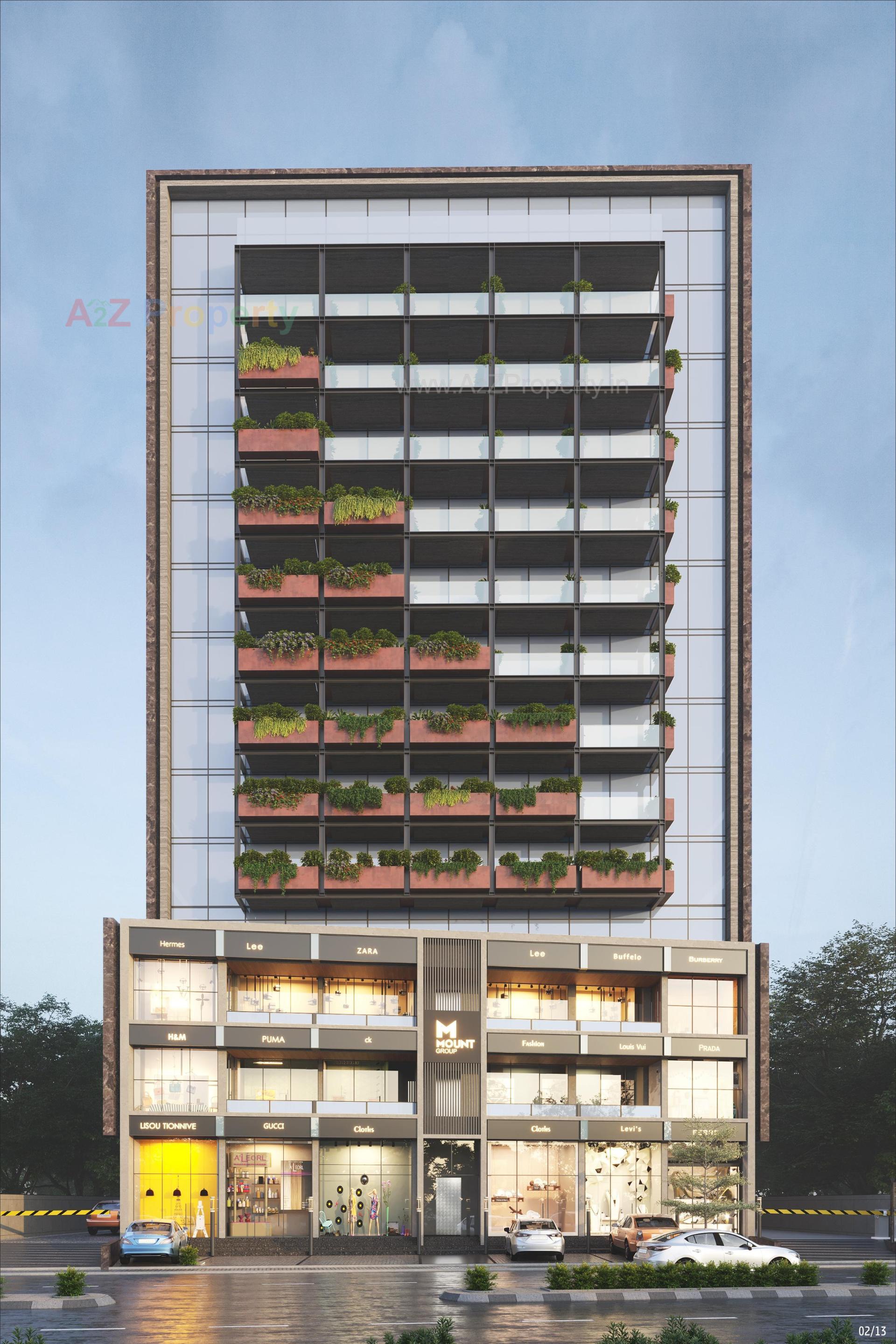 3D Elevation of real estate project Mount Bizpark located at Tragad, Ahmedabad, Gujarat