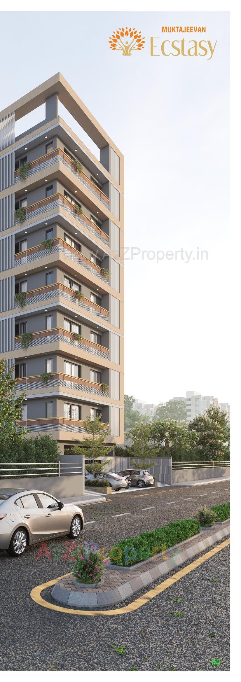 3D Elevation of real estate project Muktajeevan Ecstasy located at Vastrapur, Ahmedabad, Gujarat