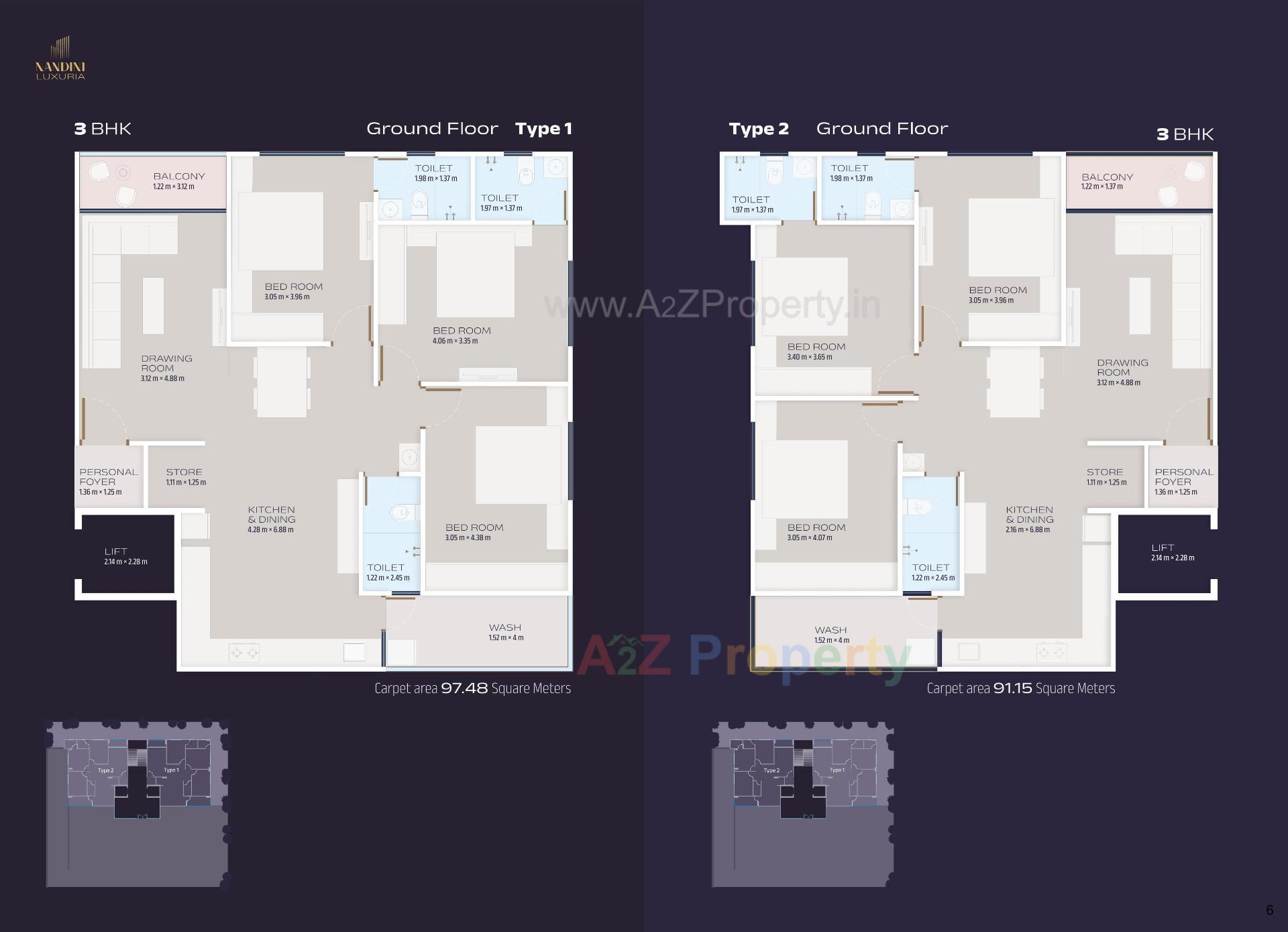 Layout of real estate project Nandini Luxuria located at Paldi, Ahmedabad, Gujarat