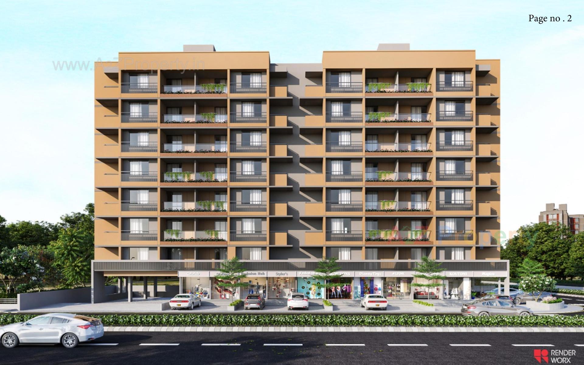 3D Elevation of real estate project Neelkanth Heights located at Tragad, Ahmedabad, Gujarat