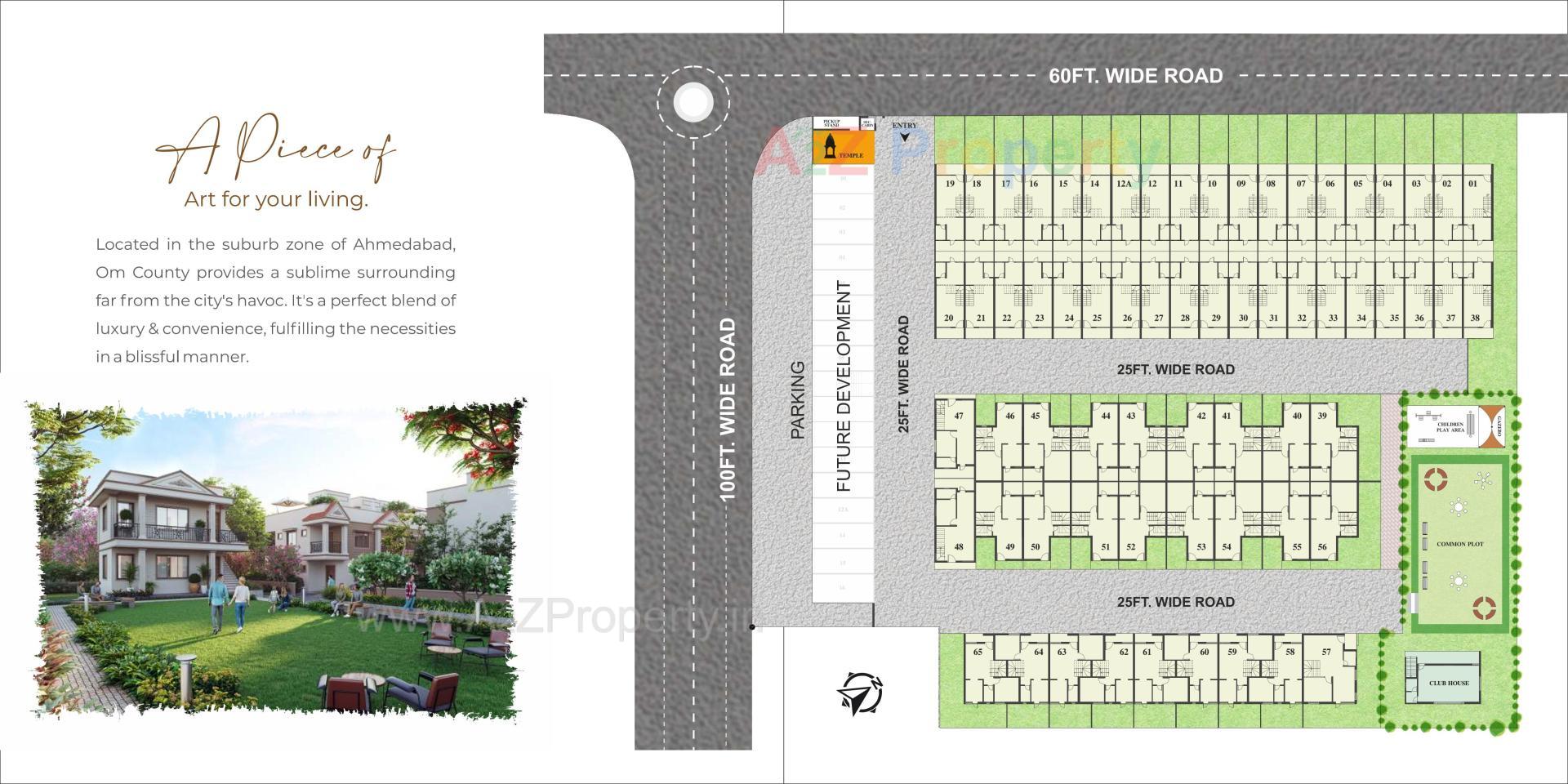 Layout of real estate project Om County located at Vinzol, Ahmedabad, Gujarat