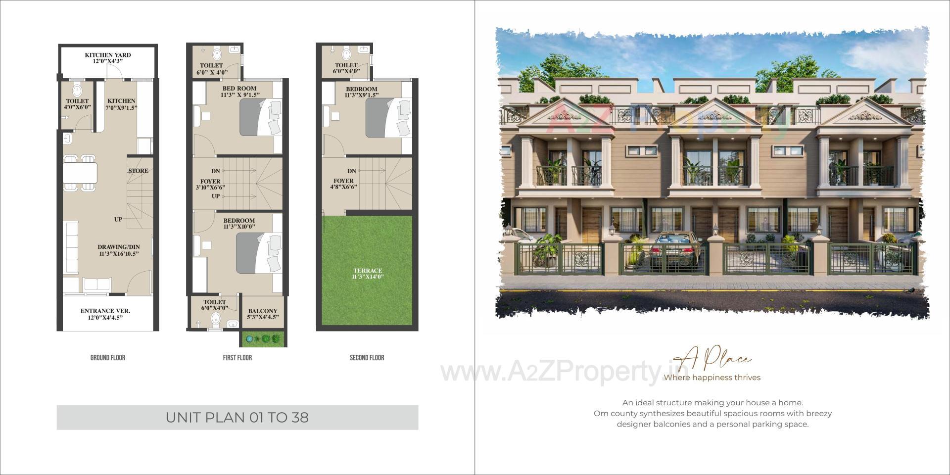 Layout of real estate project Om County located at Vinzol, Ahmedabad, Gujarat