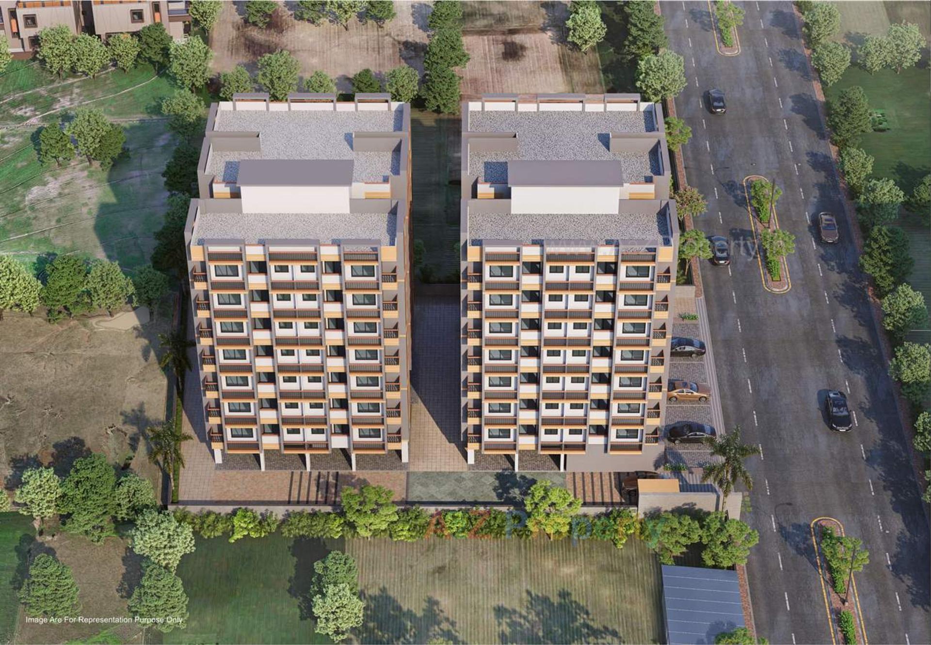 3D Elevation of real estate project Omkar Residency located at Vinzol, Ahmedabad, Gujarat
