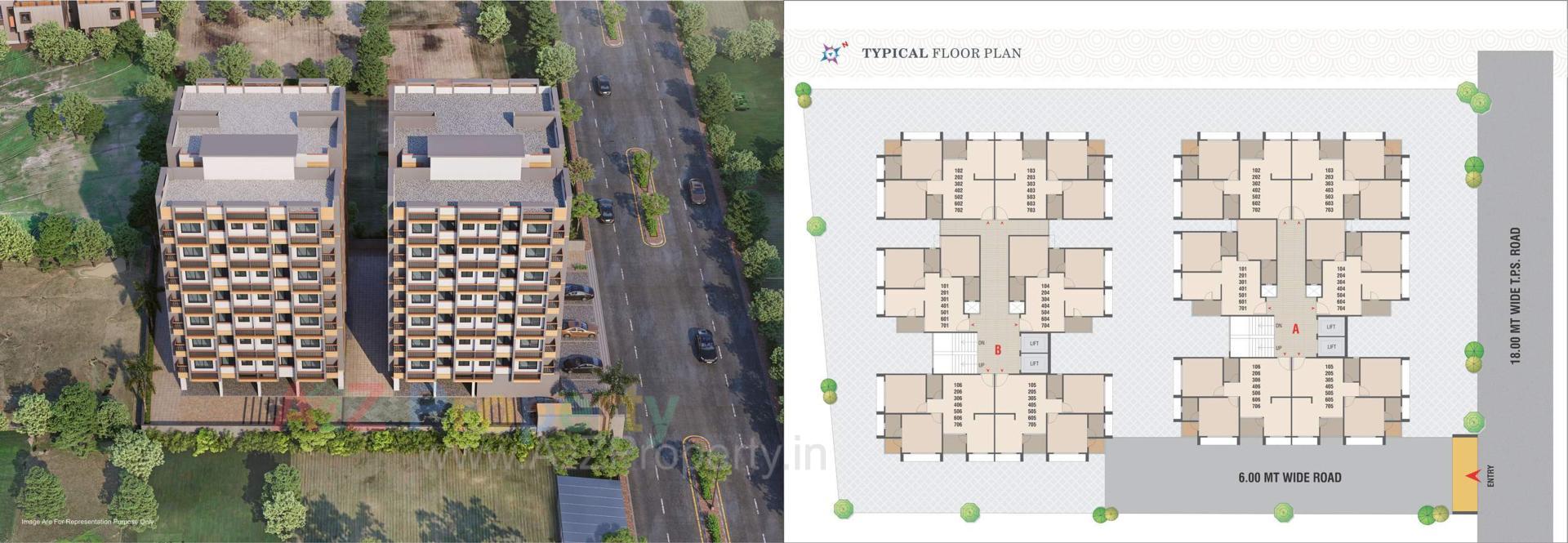 Layout of real estate project Omkar Residency located at Vinzol, Ahmedabad, Gujarat