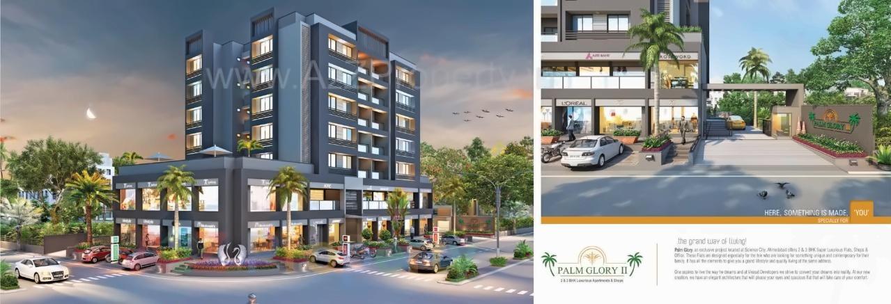 3D Elevation of real estate project Palm Glory located at Sola, Ahmedabad, Gujarat
