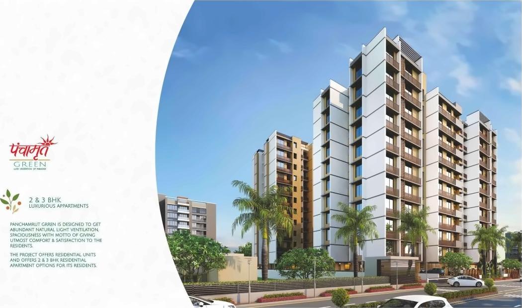 3D Elevation of real estate project Panchamrut Green located at Shilaj, Ahmedabad, Gujarat