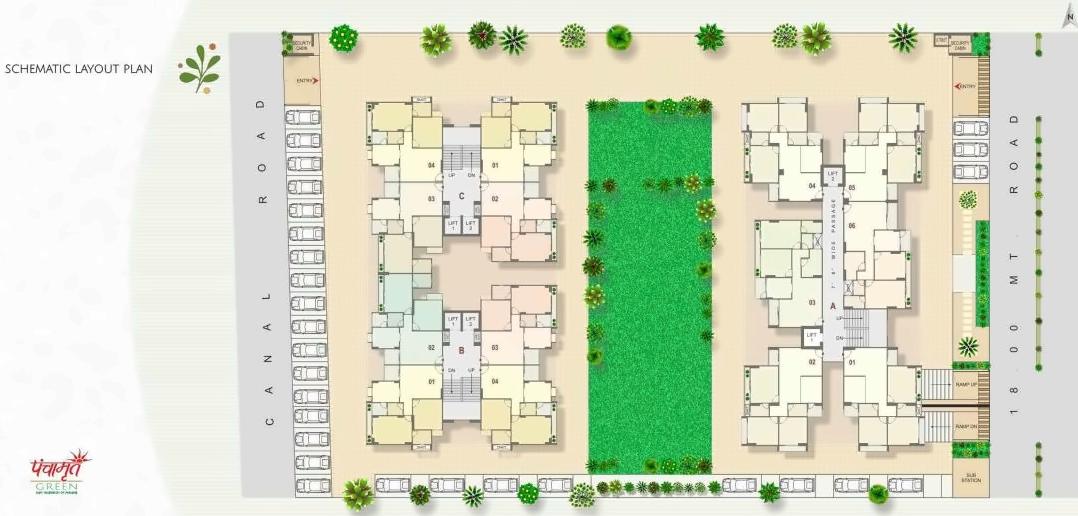 Layout of real estate project Panchamrut Green located at Shilaj, Ahmedabad, Gujarat