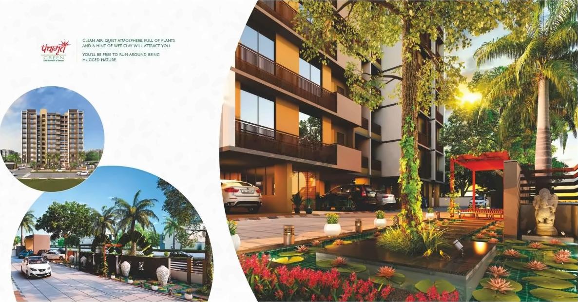 3D Elevation of real estate project Panchamrut Green located at Shilaj, Ahmedabad, Gujarat