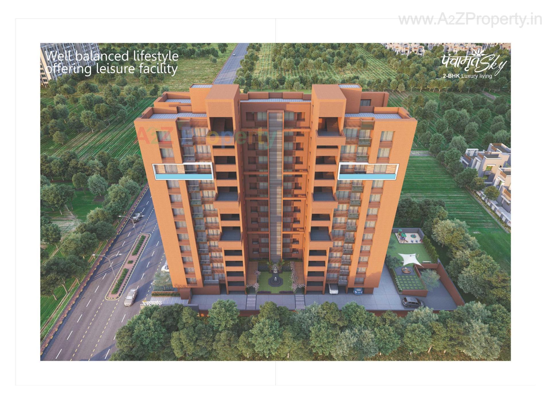 3D Elevation of real estate project Panchamrut Sky located at Gota, Ahmedabad, Gujarat